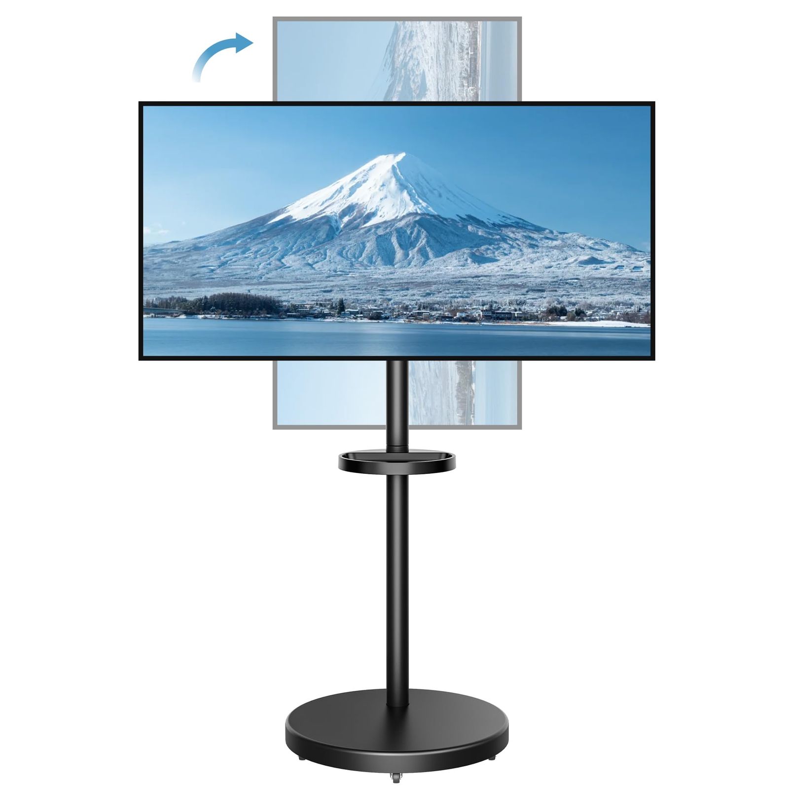 ECOTINY テレビスタンド 32~65インチ対応 縦横回転 壁寄せ 耐震 移動式 自立式 ハイタイプ テレビ台 VESA／横100～400mm／縦100～400mm 耐荷重40kg 高さ6段階調整 角度回転 TVスタンド おしゃれ 省スペース 家用 会 1