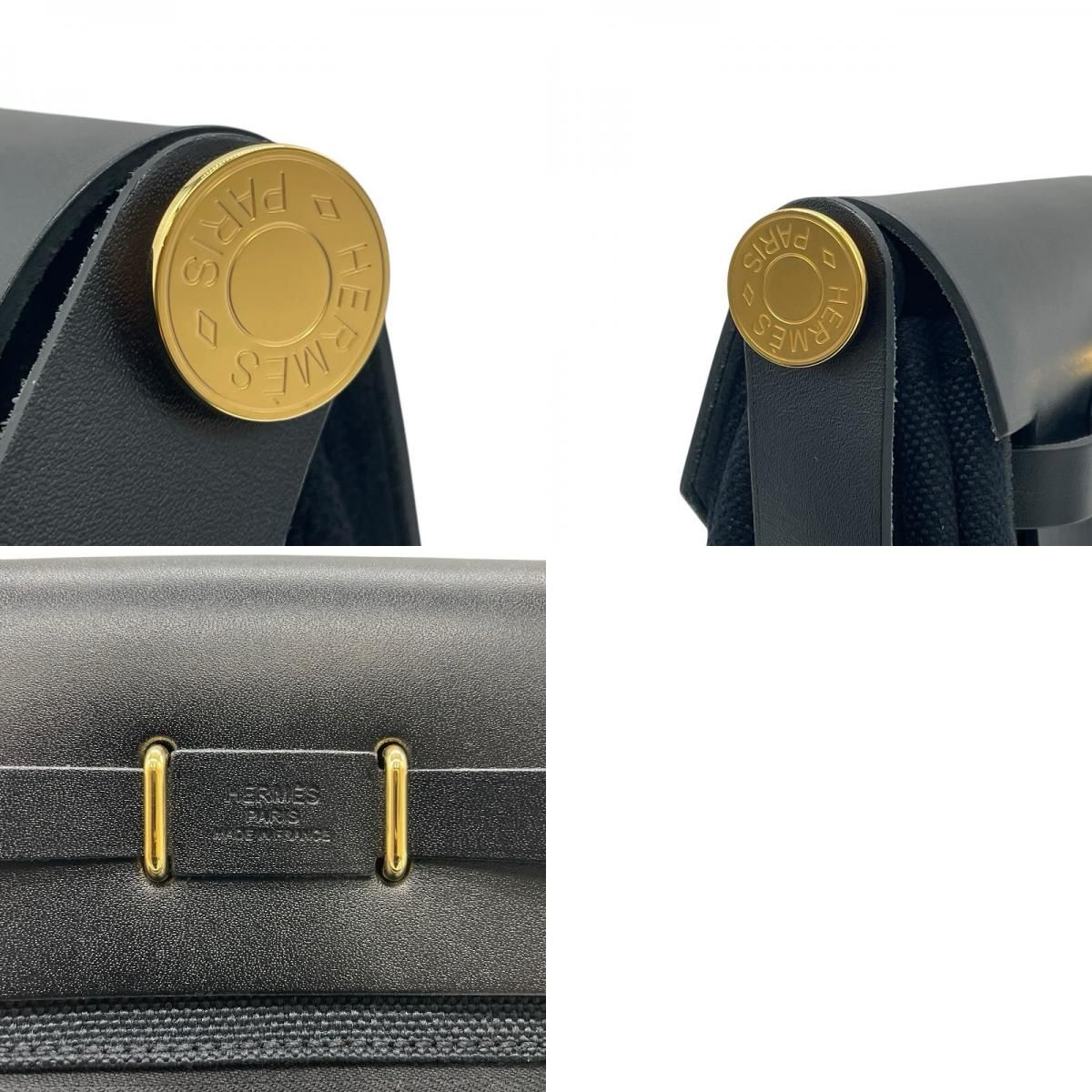 エルメス HERMES エールバッグジップミニ K刻印 ブラック、ゴールド 