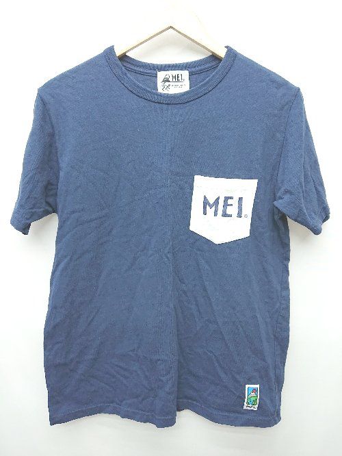 ◇ ⊂Φ MEI メイ ポケット バイカラー 半袖 Tシャツ カットソー サイズS ネイビー レディース P 【1409250000546】