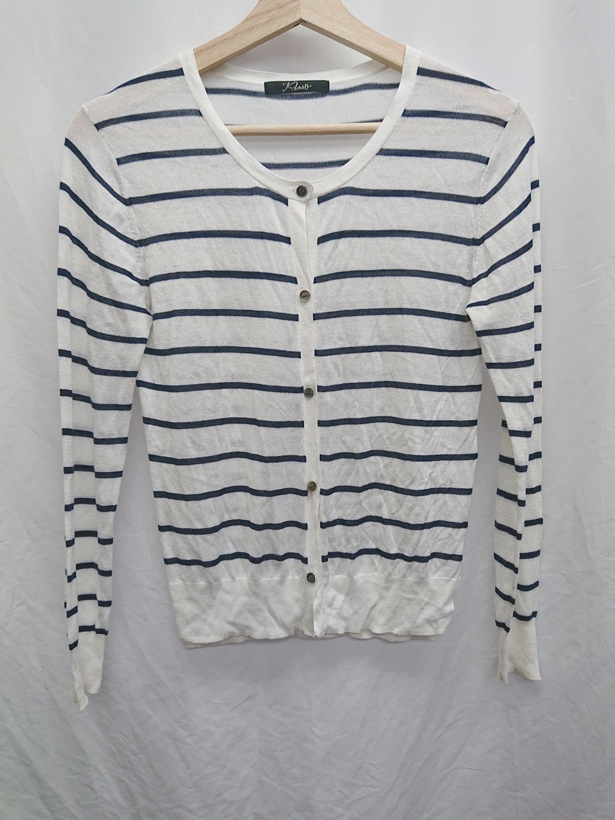 ◇ Θ　Φ URBAN RESEARCH アーバン　ロッソ ボーダー 長袖 カーディガン サイズF ネイビー　ホワイト レディース P 【1409250009655】
