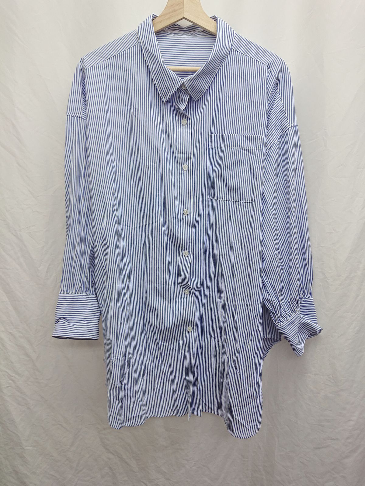 ◇ Θ Chaco closet　チャコクローゼット ストライプ 長袖 シャツ　ブラウス サイズF ブルー　ホワイト レディース P 【1409250009617】