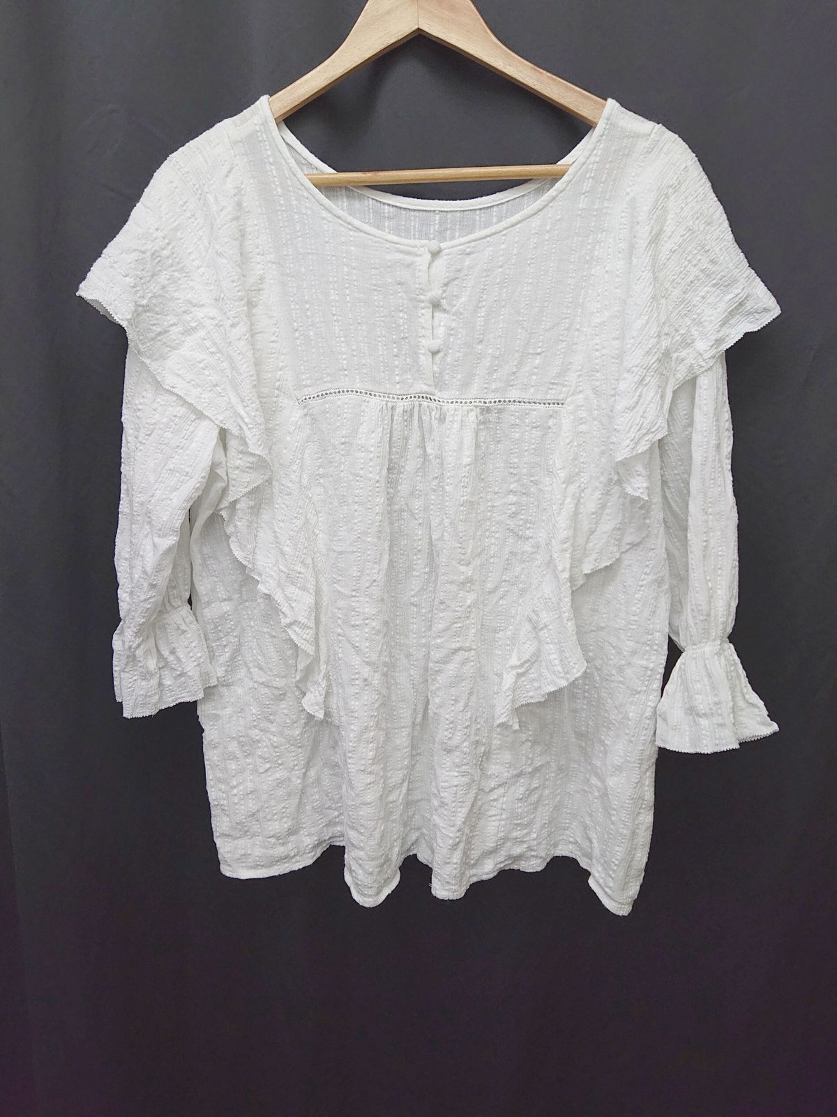 ◇ ⊂ Crisp　クリスプ レース　カジュアル 長袖 ブラウス　カットソー サイズF ホワイト レディース P 【1409250009556】
