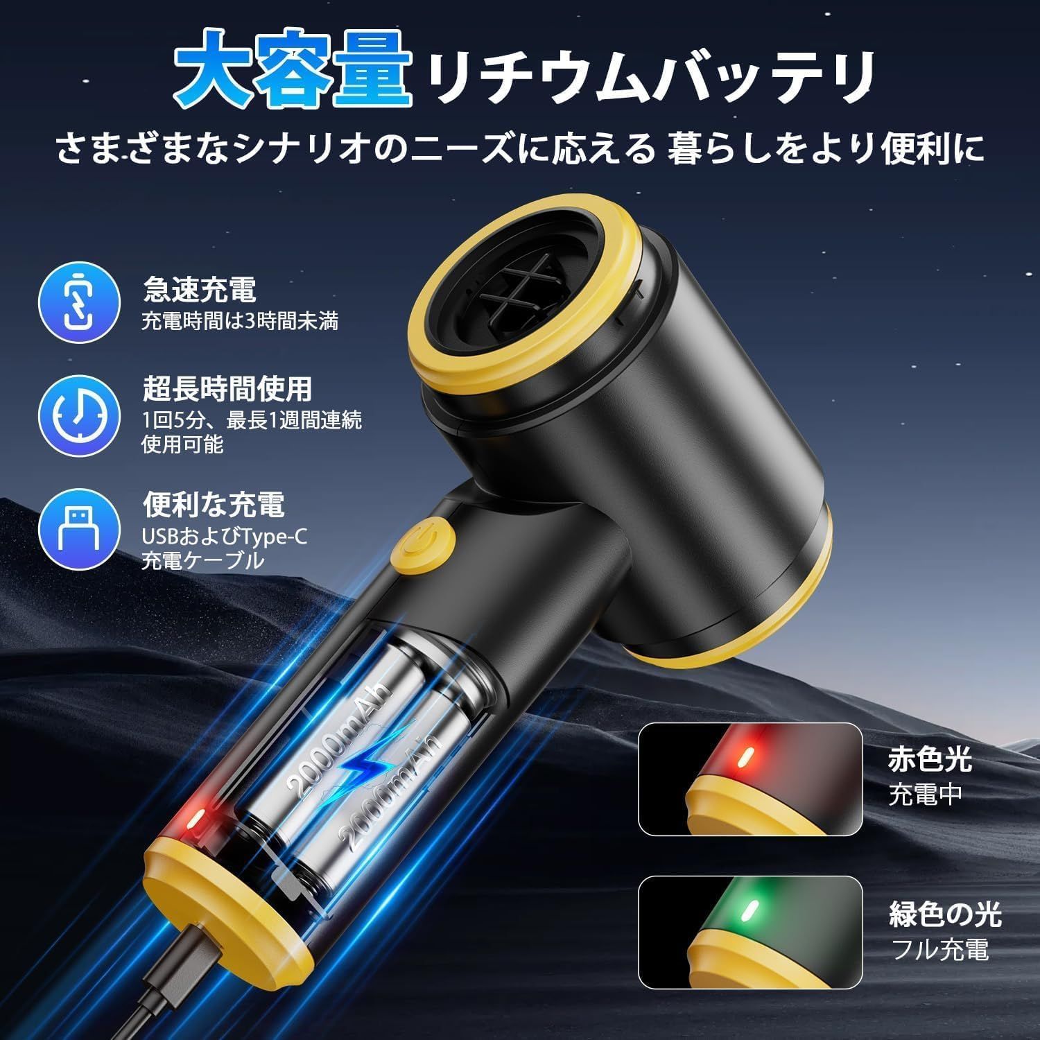 2026新登場】 ハンディクリーナー コードレス 強力吸引力【吹き飛ぶ