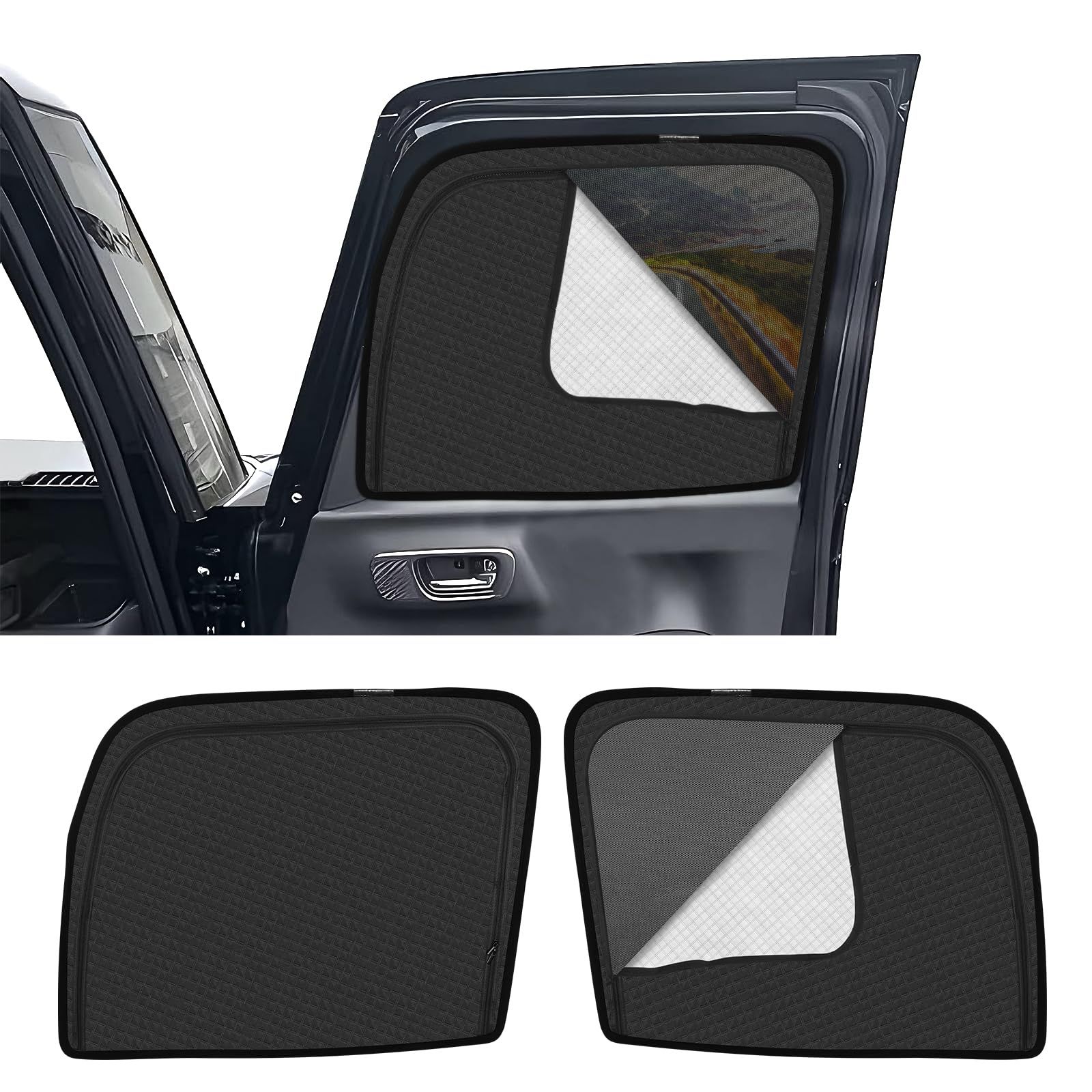 新型 N-BOX JF5 JF6系 専用 サンシェード マグネット式 サイド用 車種専用 2in1一体式 カーシェード NBOX JF5 JF6 メッシュカーテン 換気 断熱 日除け メッシュサンシェード 日焼け防止 UVカット 遮光カーテン 日差し 紫外 0
