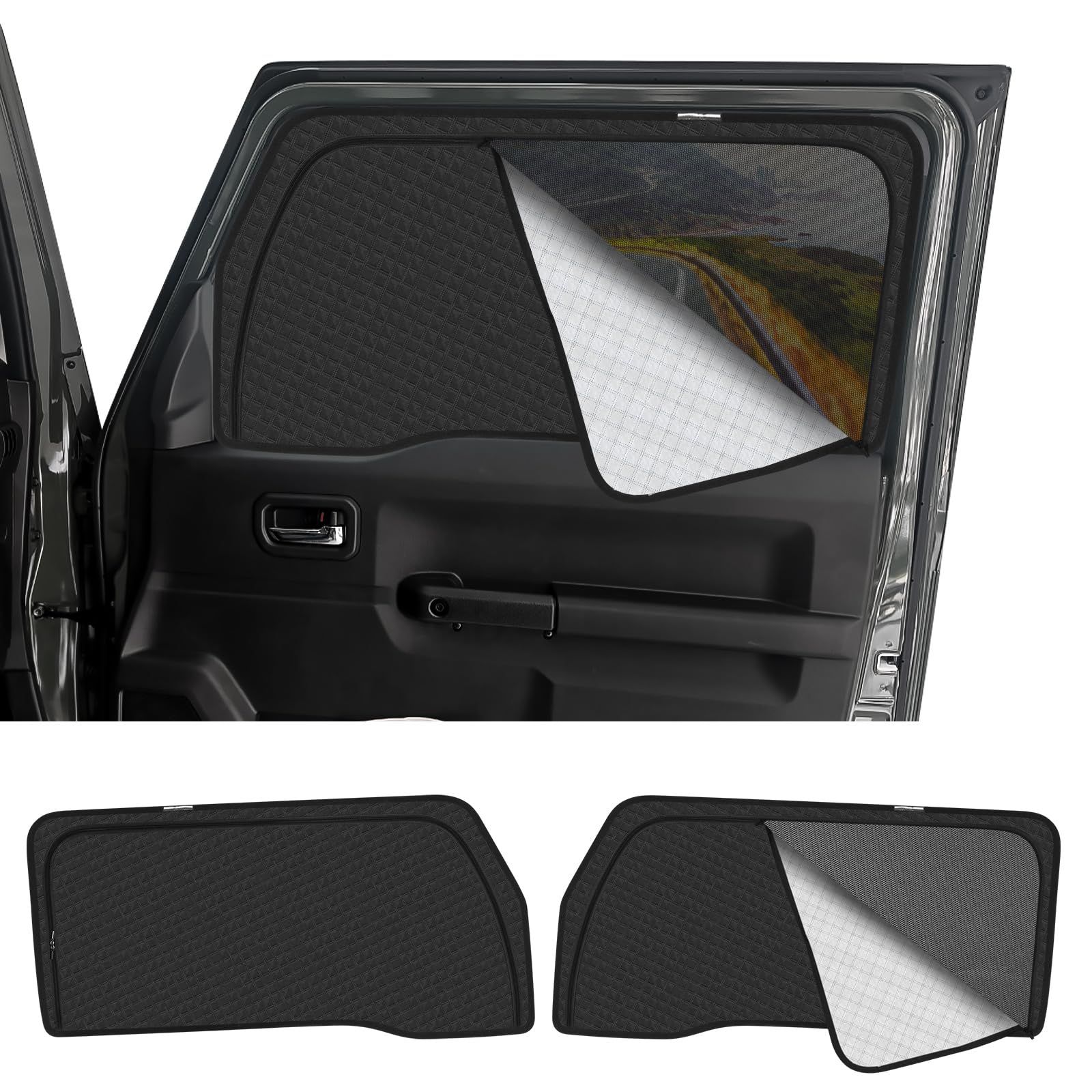 新型 ジムニー JB04系 専用 サンシェード マグネット式 サイド用 車種専用 2in1一体式 カーシェード JIMNY JB64 JB74 メッシュカーテン 換気 断熱 日除け メッシュサンシェード 日焼け防止 UVカット 遮光カーテン 日差し 紫外線 0
