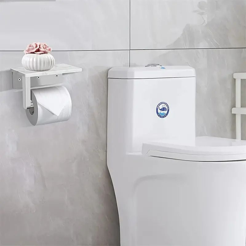 棚付きトイレットペーパーホルダー シルバー ホワイト マーブル柄 おしゃれ モダン 人気 棚付き 壁掛けステンレス製 ティッシュディスペンサー バスルーム用 SNS映え インスタ映えNS映え