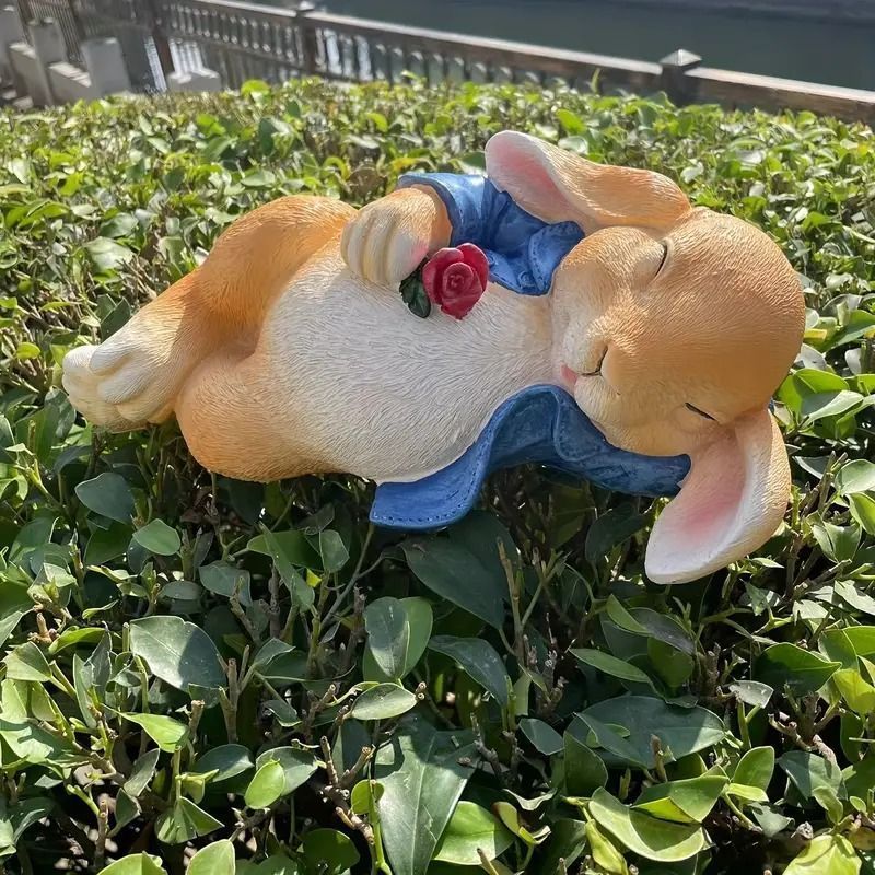 イースターウサギの置物 樹脂製 庭 園芸 インテリア ラビット かわいい アニマル 屋外装飾 ギフト バルコニー インスタ映え SNS映え