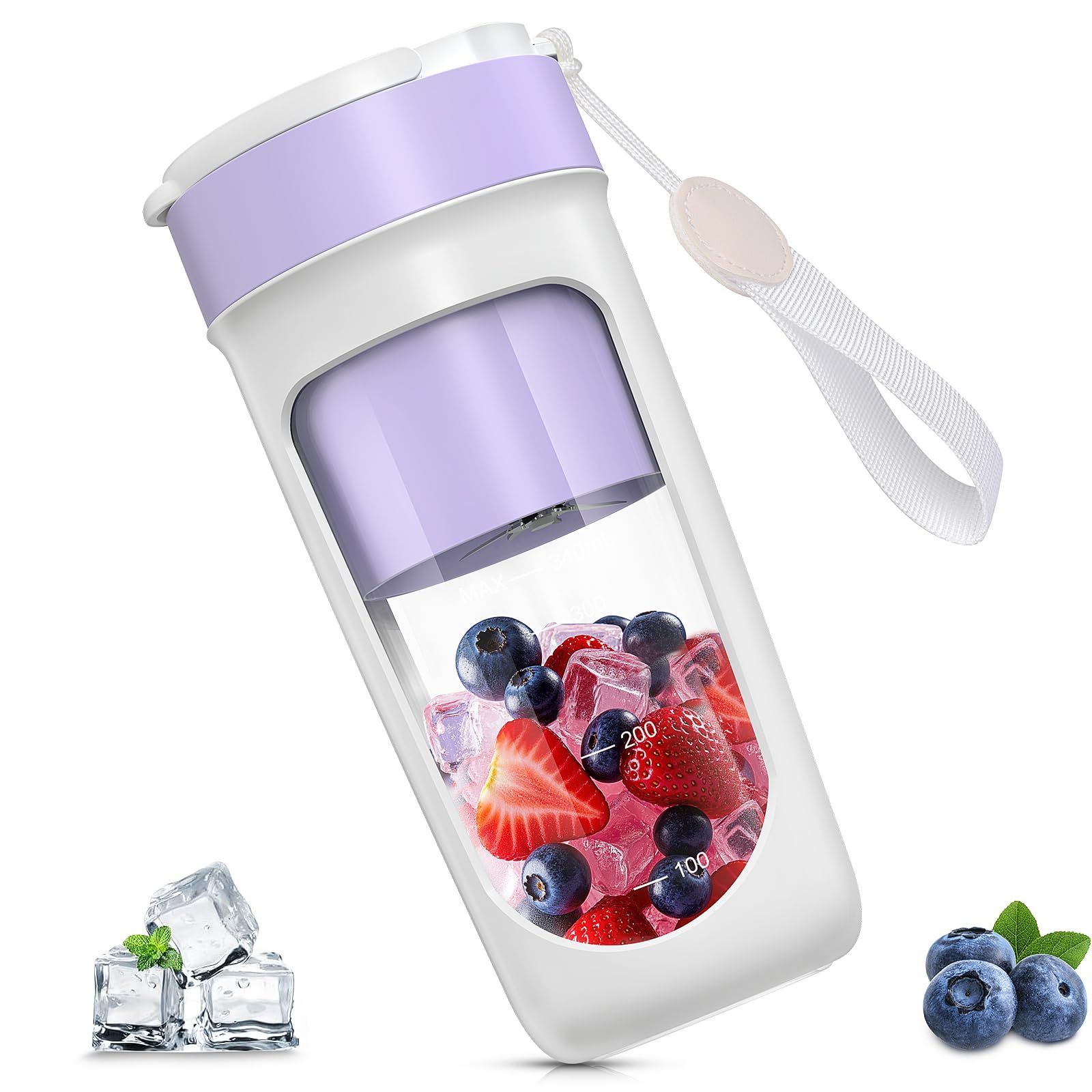 Aliliyミキサー 小型 ジューサー スムージー 氷も砕ける 充電式 340ML 22000回転 一台多役 一人用 お手入れ簡単 持ち運びやすい 野菜／果物／ビタミン 離乳食／健康ダイエット／アウトドア オフィス旅行出張 Type-C充電 日本語取扱 0