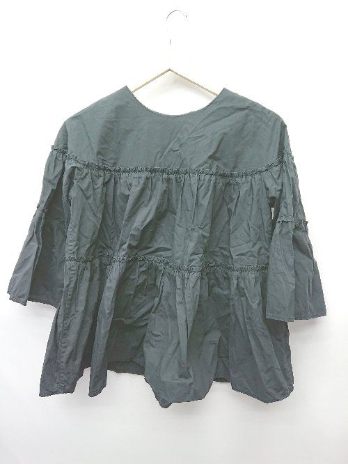 ◇ ⊂ titivate ティティベイト ティアード 七分袖 シャツ ブラウス サイズF ブラック レディース P 【1409250036989】