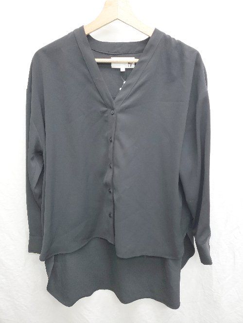 ◇ Θ ◎ ●未使用● LAKOLE ラコレ タグ付き Vネック 長袖 シャツ ブラウス サイズS ブラック レディース P 【1409250037276】
