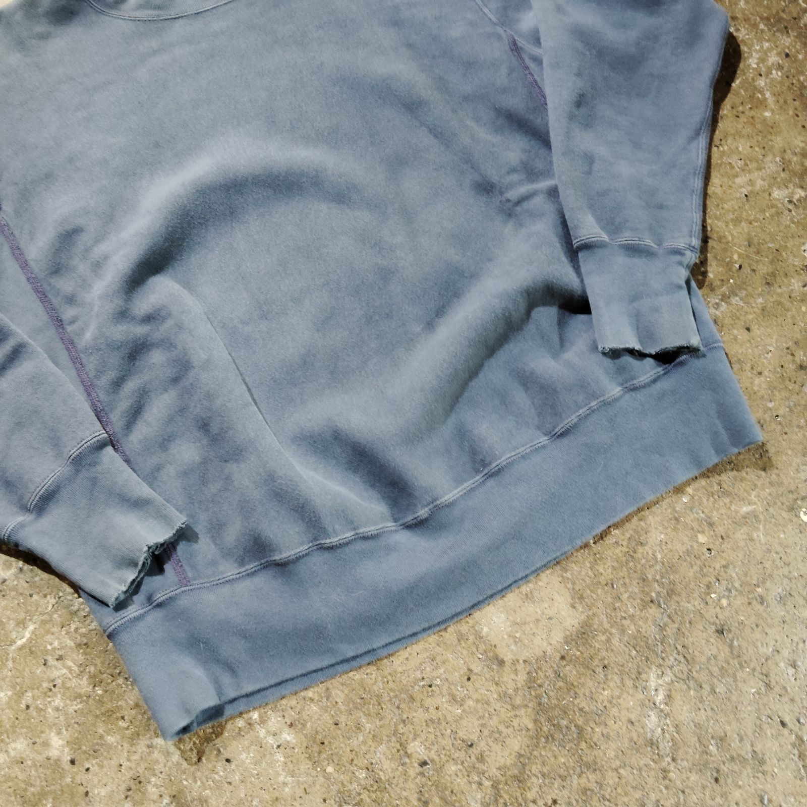 A.PRESSE 22aw Vintage Sweatshirt ダメージ加工 スウェットブルー 2 