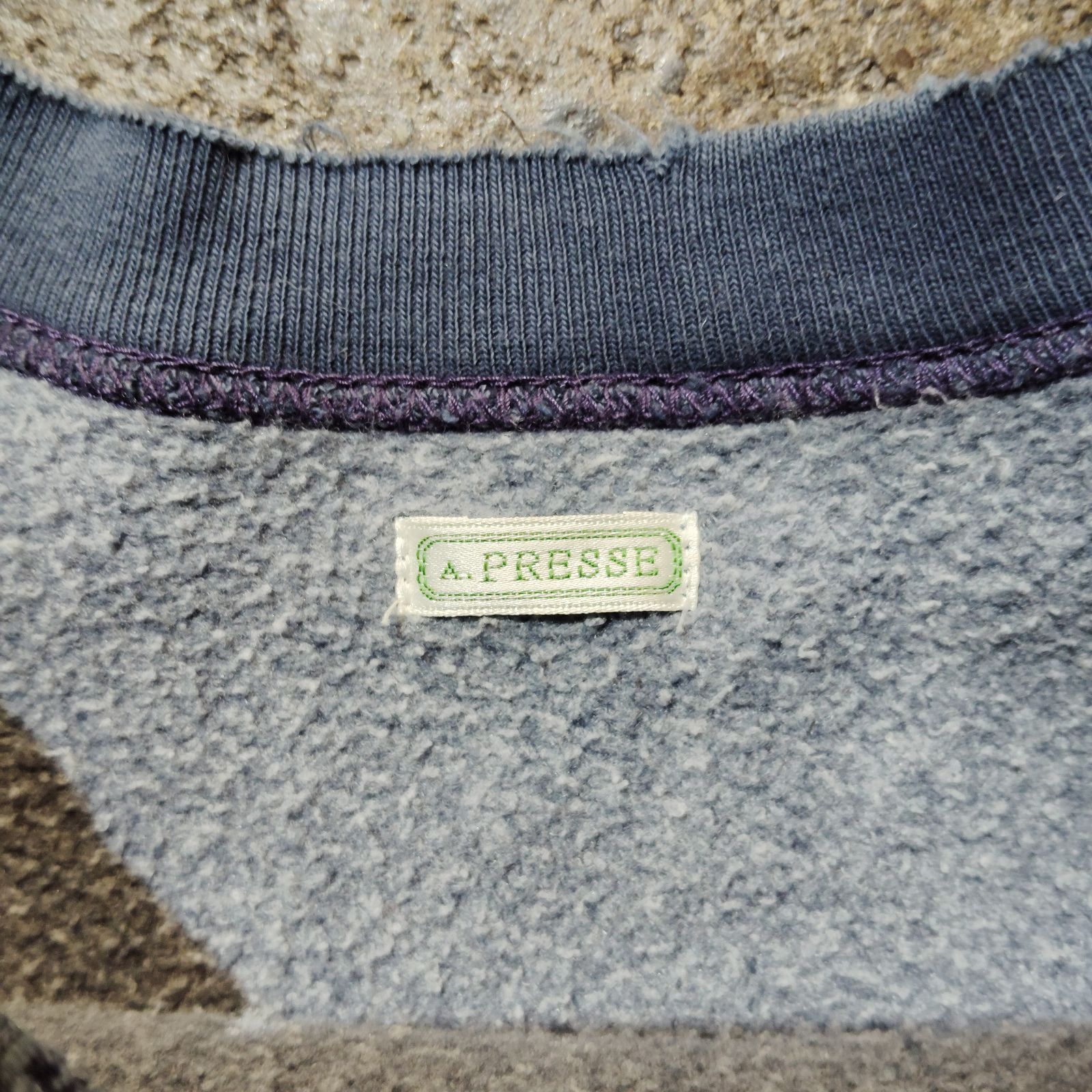 A.PRESSE 22aw Vintage Sweatshirt ダメージ加工 スウェットブルー 2 