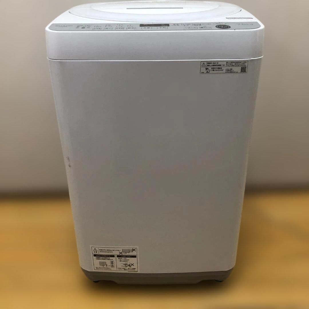 SHARP ES-GE7E 縦型洗濯機 7kg 2021年製 SHARP ES-GE7E-W 2021年製 7kg 全自動洗濯機 シャープ 風乾燥 槽