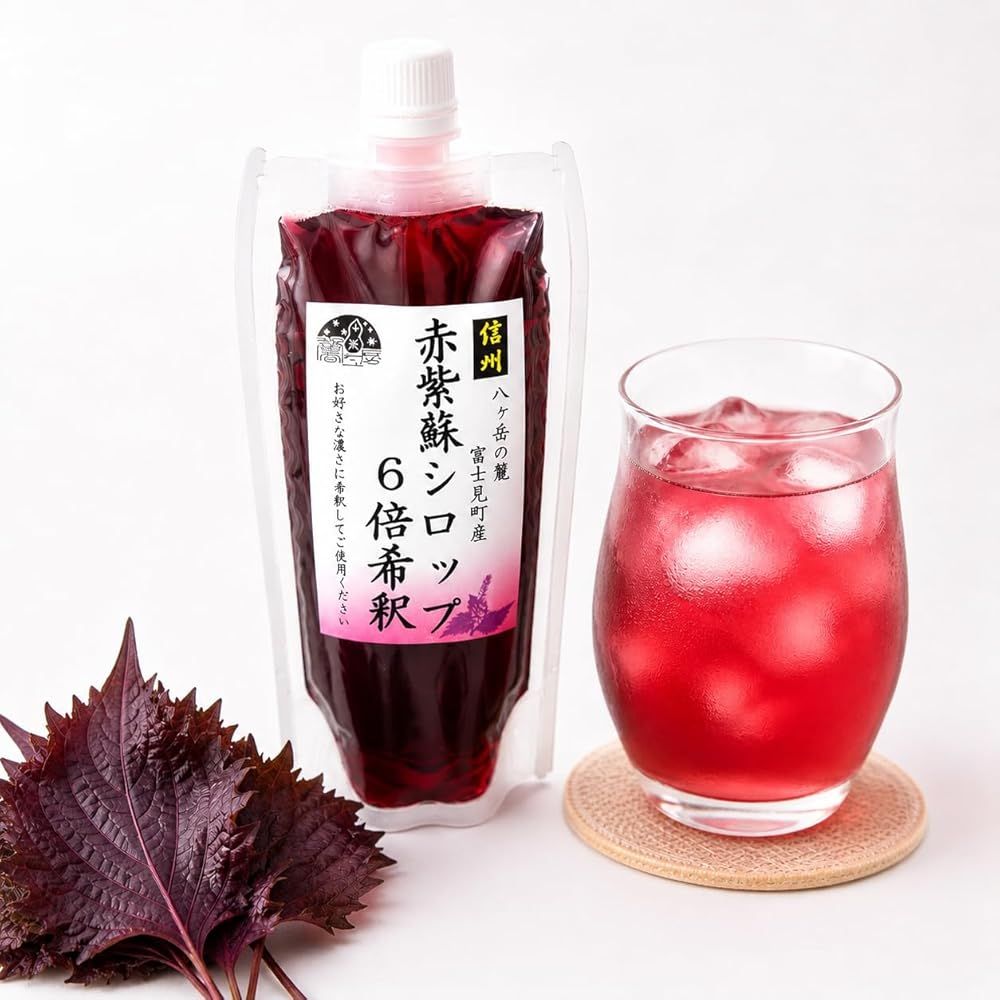 馨工房 赤紫蘇シロップ 6倍希釈 500ml 【5袋】 鮮やかな赤と爽やかな香 お水や炭酸で割るだけ！