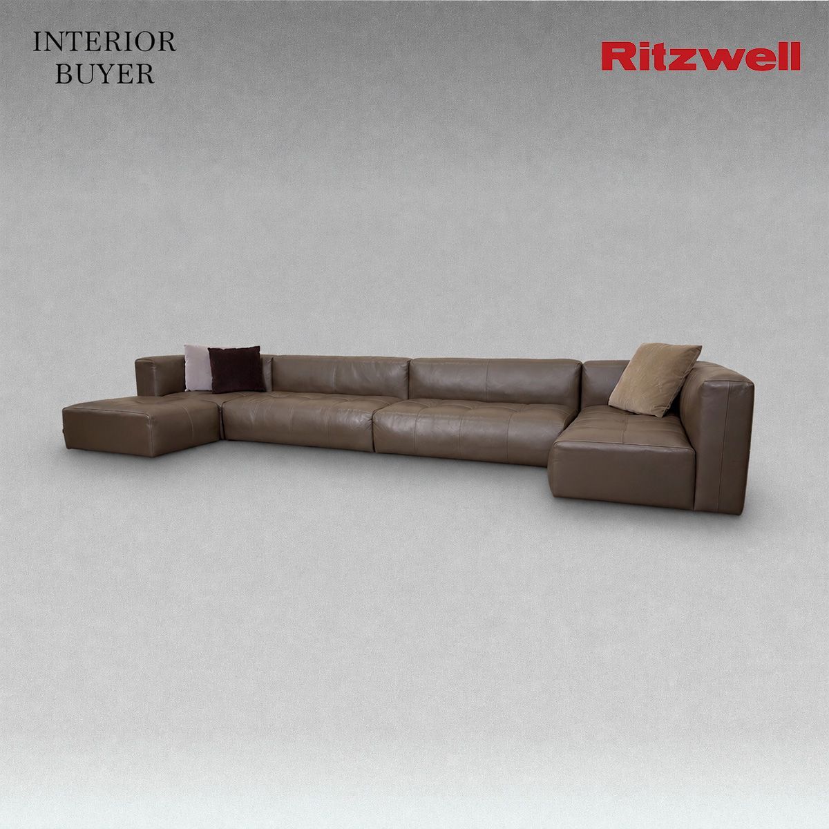 Ritzwell リッツウェル PLAZA MODULAR SOFA プラザ モデュラーソファ カウチソファ オットマン クッション セット レザー ブラウン 定価253万