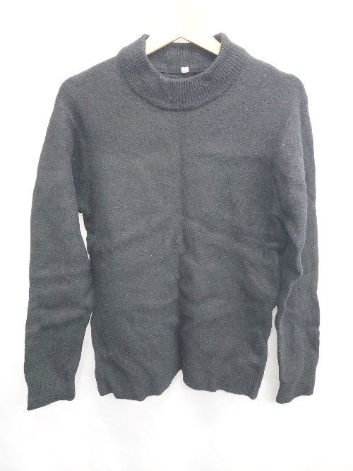 ◇ ⊆ 無印良品 ハイネック ウール100% 長袖 ニット セーター サイズL ブラック レディース E 【1410230014286】