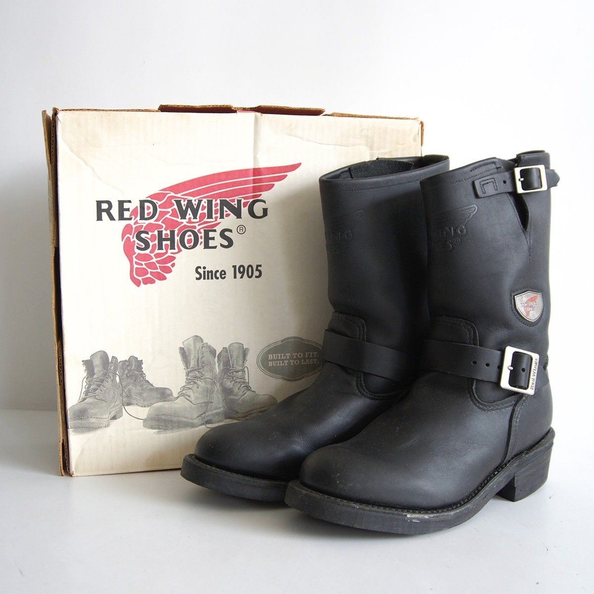 04年製】REDWING【968/エンジニアブーツ】US7 1/2D ブラック レッド 
