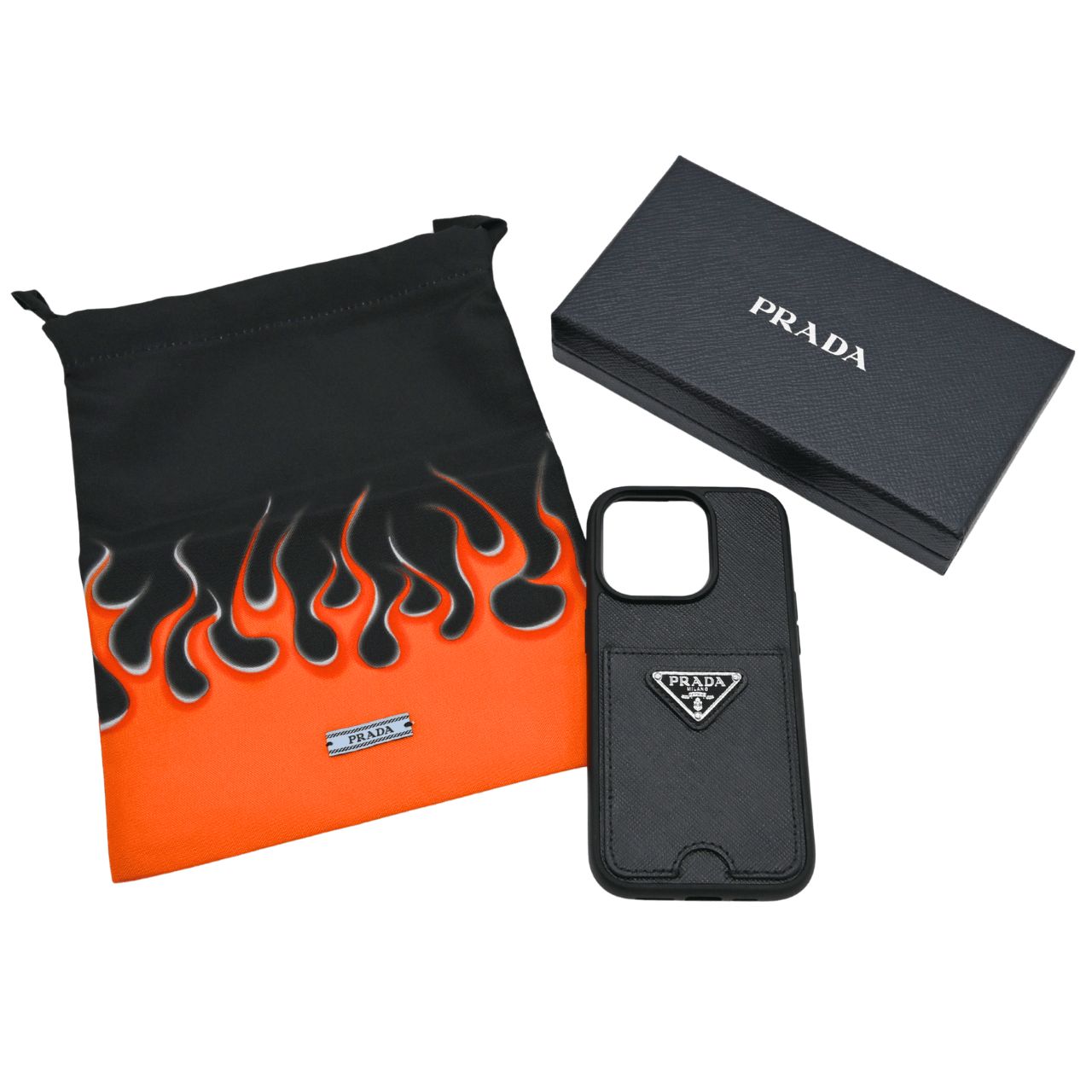 PRADA プラダ iPhone14 Pro 専用ケース ブラック スマホカバー 黒 トライアングルロゴ (30259)