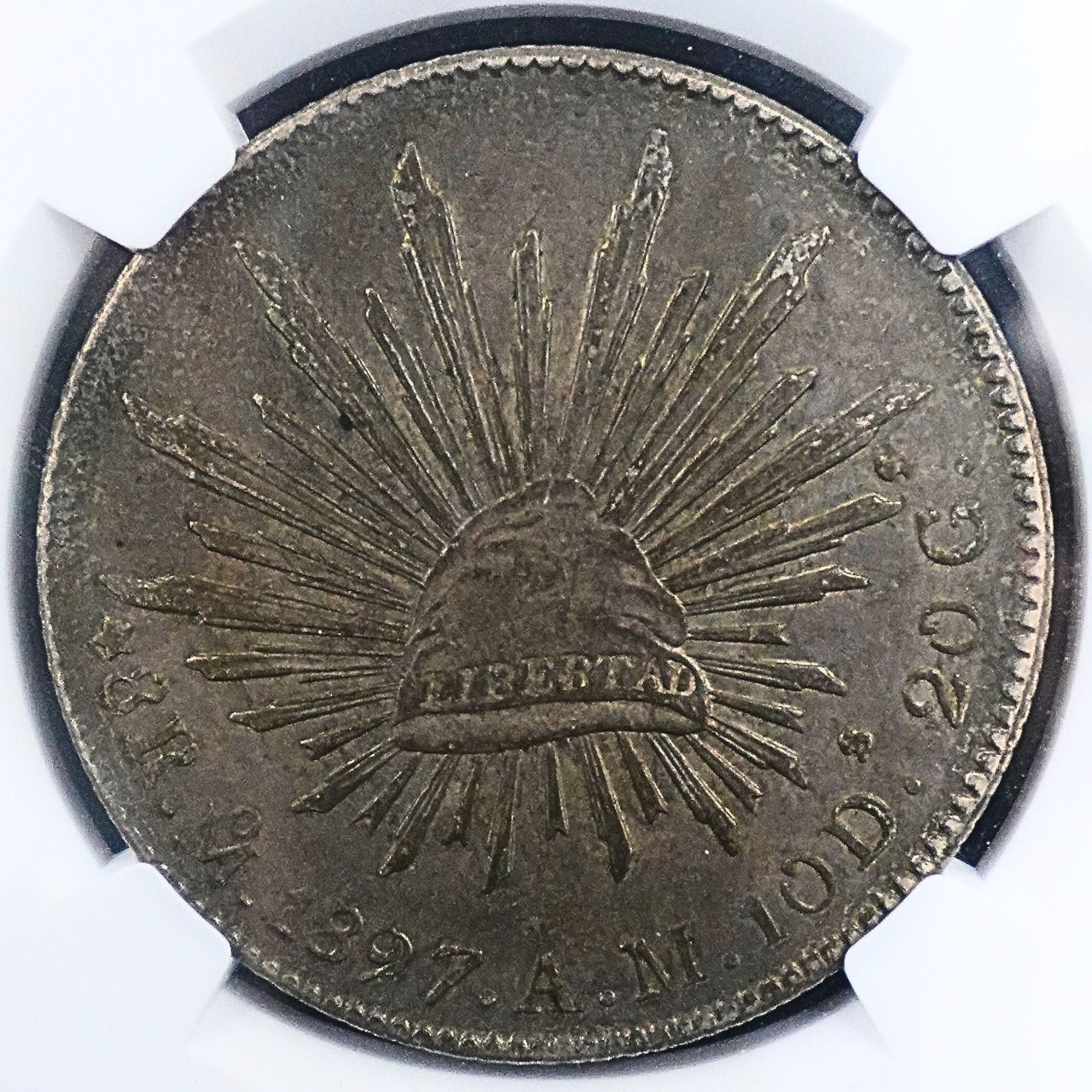 MS62 8R メキシコ 1897 8レアル 銀貨 AM MO NGC 銀帽子紋章 美品 アンティークコイン 送料無料