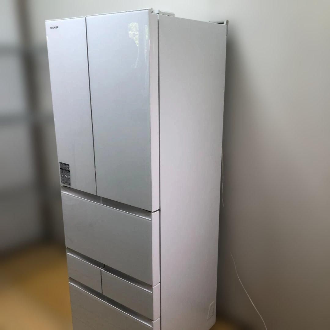 美品 TOSHIBA GR-W460FH(EW) 462L 2024年製 フレンチドア 6ドア冷蔵庫 東芝 観音開き 高年式 大容量 ガラス棚 自動霜取り 260517-2-015