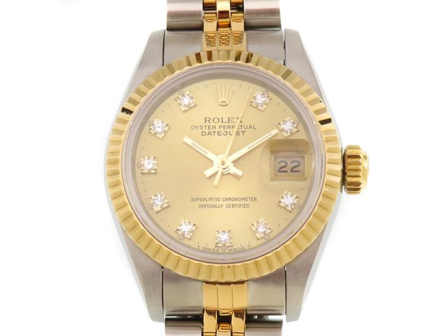 ROLEX　ロレックス　デイトジャスト　10Pダイヤ　69173G　R番　1987年～1988年頃　腕時計　自動巻き　ステンレス/イエローゴールド　ゴールド文字盤　2148104003850【中古】【207】