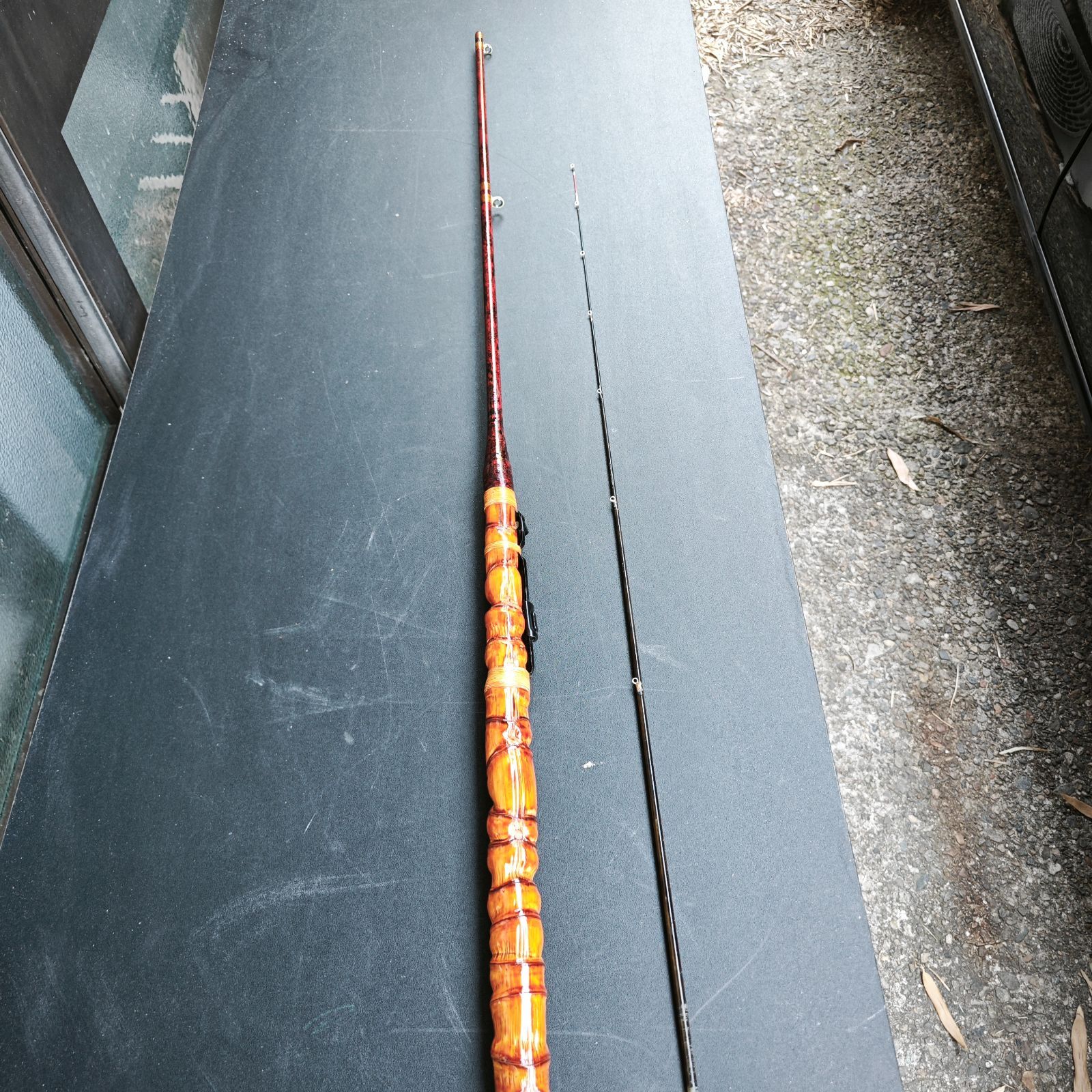 RYOBI カーボン 筏竿 カセ竿 2本継 和竿風 布袋竹調 元竿88cm 穂先70cm