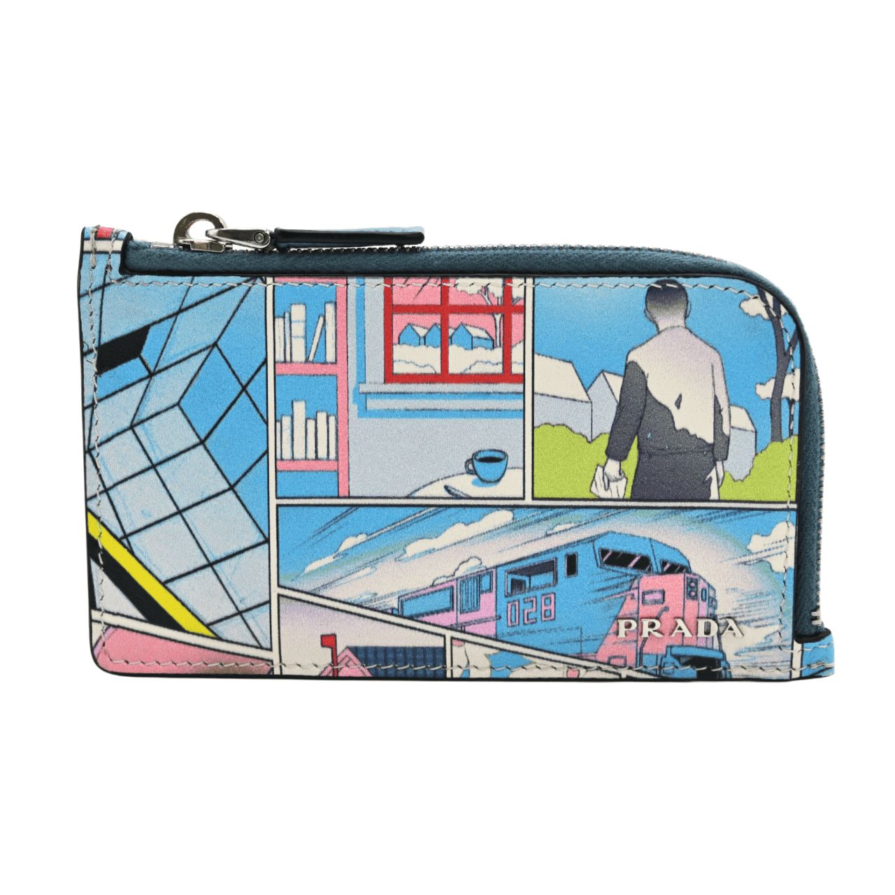 PRADA プラダ コミック フラグメントケース ブルー系 マルチカラー カードホルダー クレジットカードケース 名刺入れ パスケース 青 コインケース (30301)
