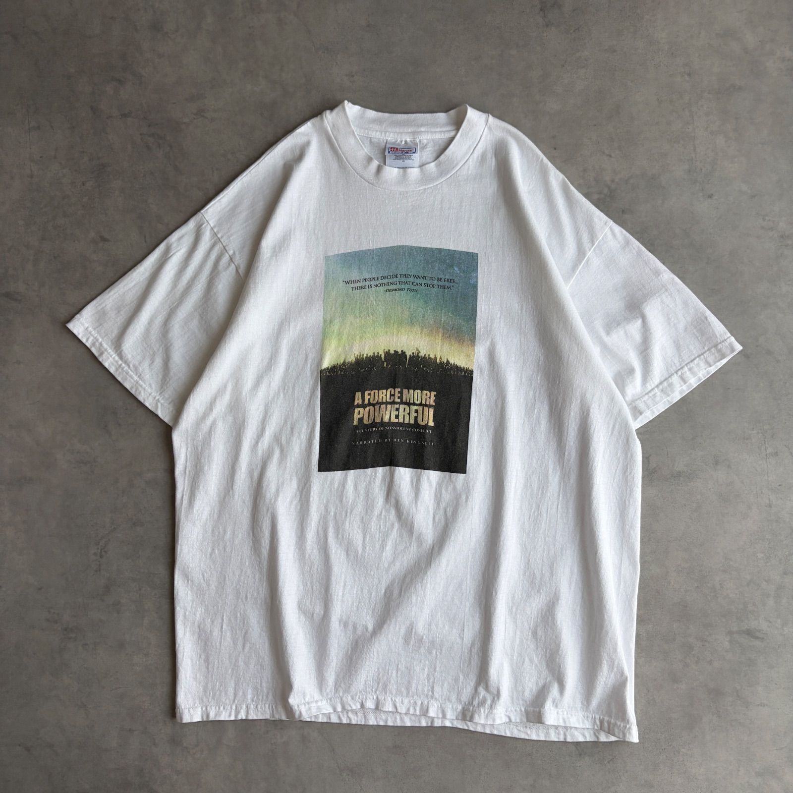 90s〜00s/Hanes/BEEFY-T/半袖Tシャツ/ドキュメンタリー映画/ムービー/フォトプリント/ホワイト/jmaple