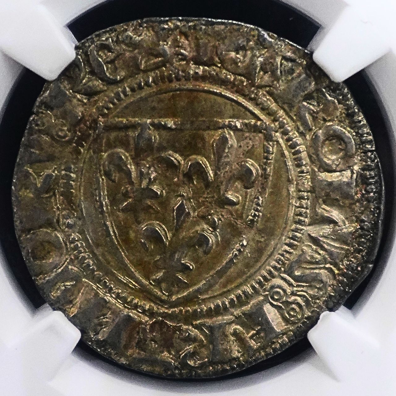 NGC AU58 フランス 1380-1422年 シャルル6世 ブラン銀貨 中世 百年戦争 アンティークコイン 送料無料