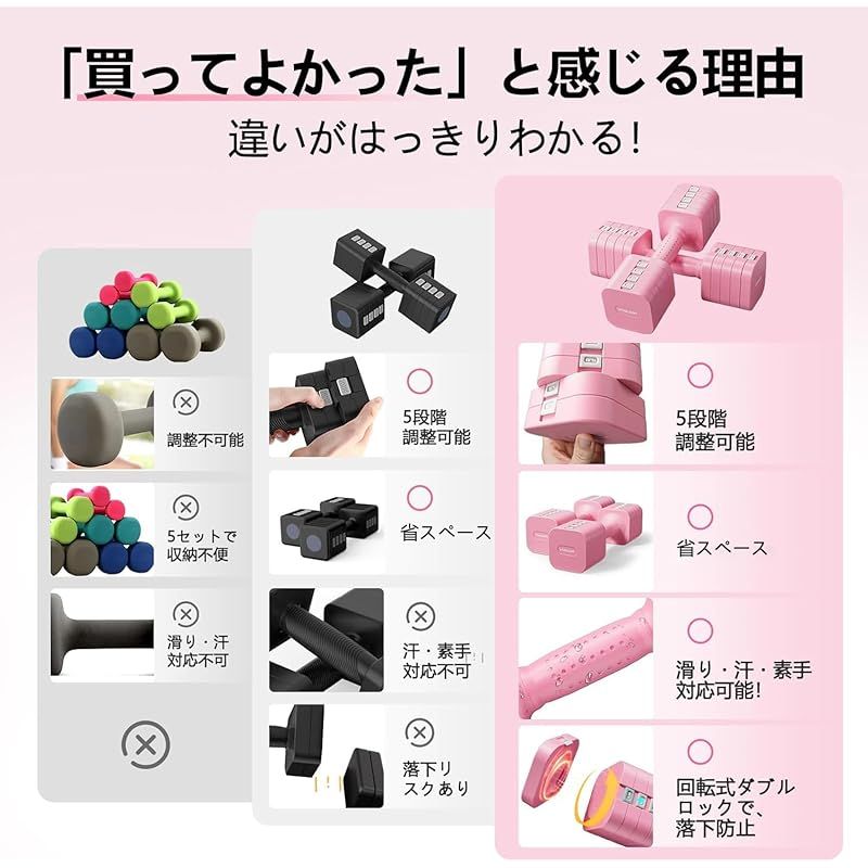 YOSUDA ダンベル 可変式ダンベル 2個セット 0.9kg?9kg 重さ調節可能