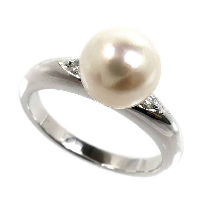TASAKI タサキ Pt900プラチナ リング・指輪 パール約8.5mm ダイヤモンド0.05ct 12号 6.3g レディース 中古
