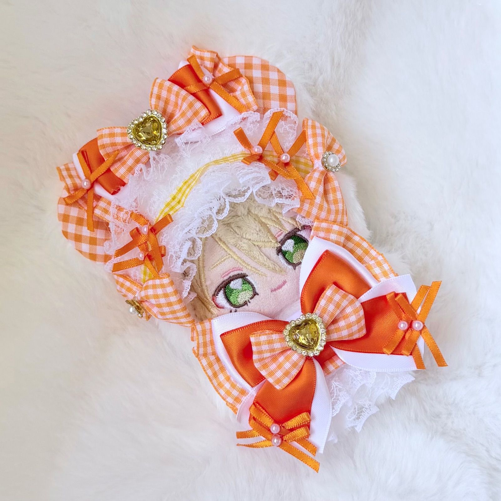 10cm～12cm用 ぬい服 ハンドメイド いつぬい クマ耳 オレンジ - メルカリ