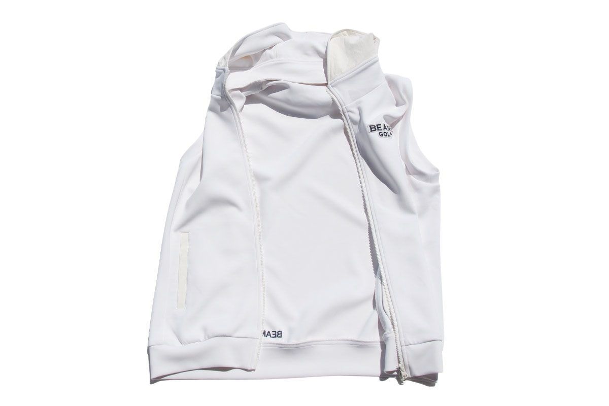 ビームスゴルフ　ダンボール フルジップ ストレッチ　パーカー　L 白　異素材 ビームスゴルフ Beams Golf 中古 フルジップ フーディ ダンボール