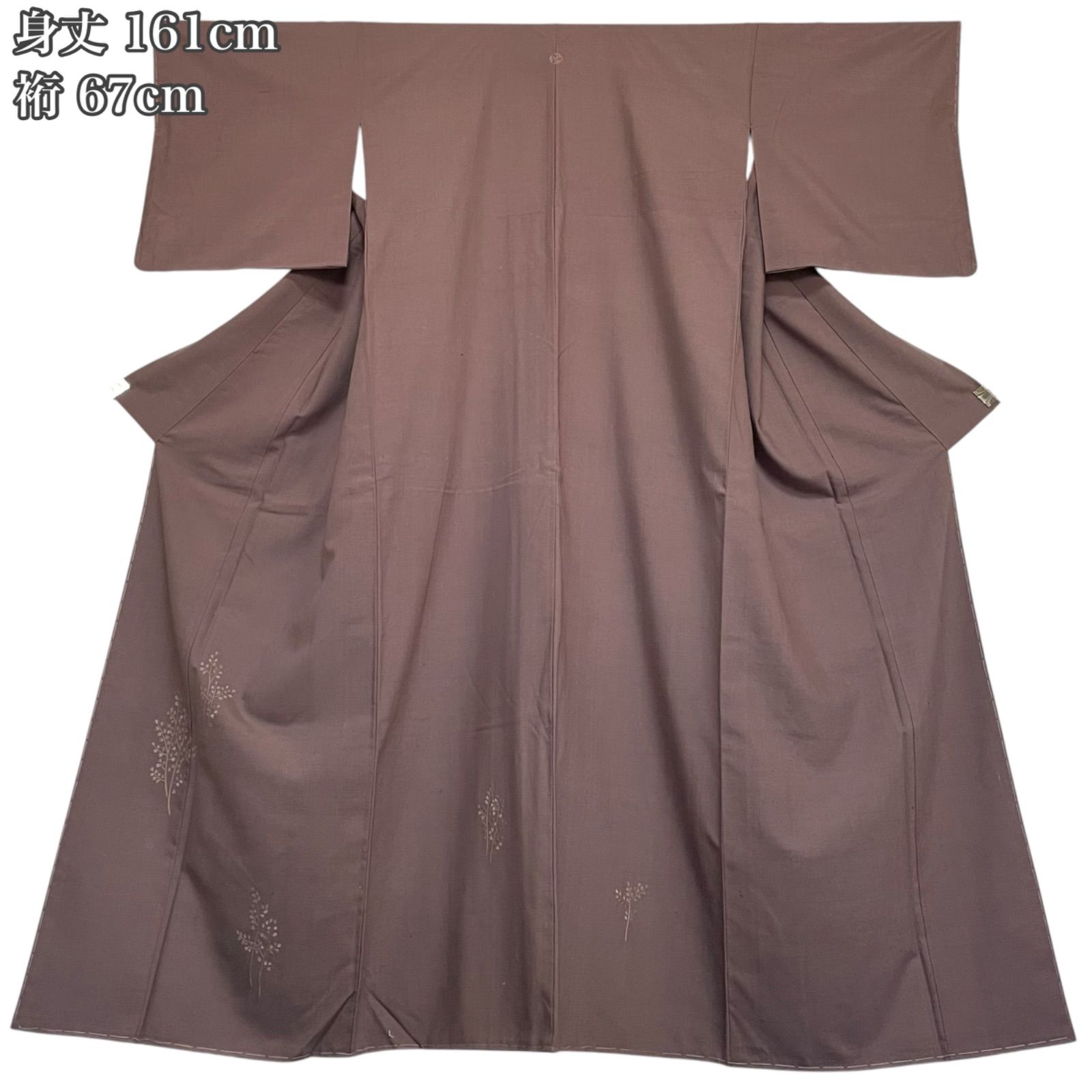 #J812 結城紬 色留袖 蘇州刺繍 草木 正絹 身丈161cm 裄67cm 刺繍紋 和装 和服