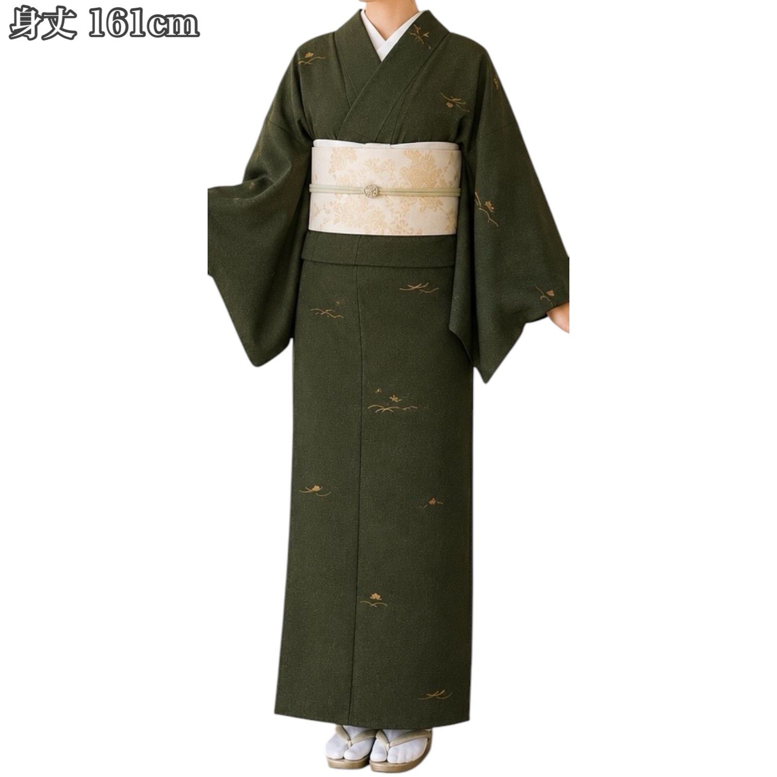 J813 蘇州刺繍 丹後ちりめん 梅 松 正絹 身丈161cm 和装 和服 着物