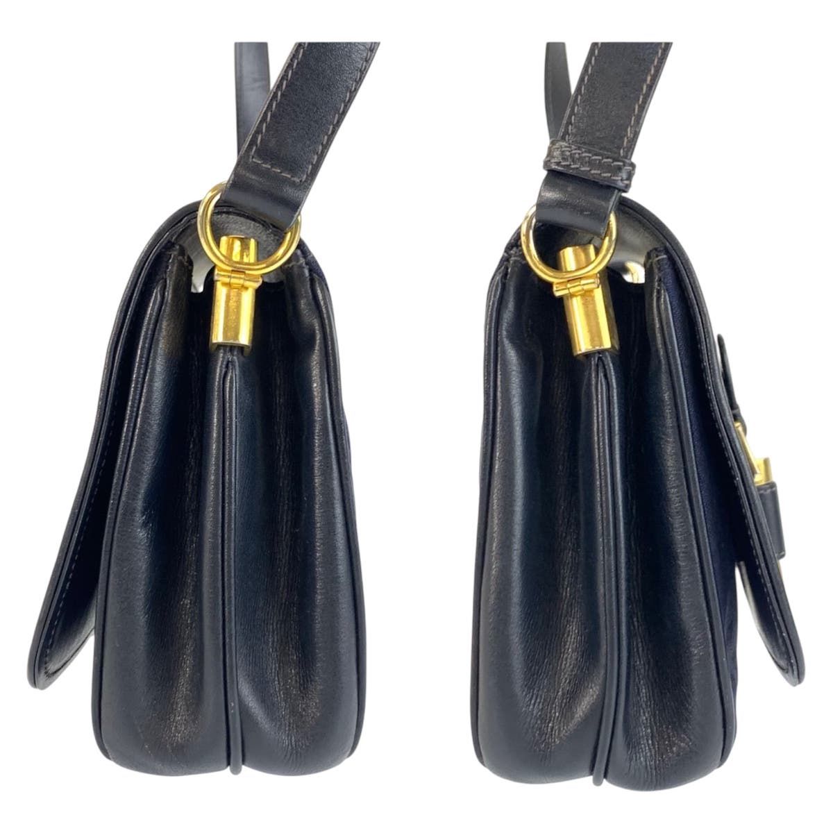 GUCCI グッチ ヴィンテージ ネイビー ゴールド金具 GGキャンバス 