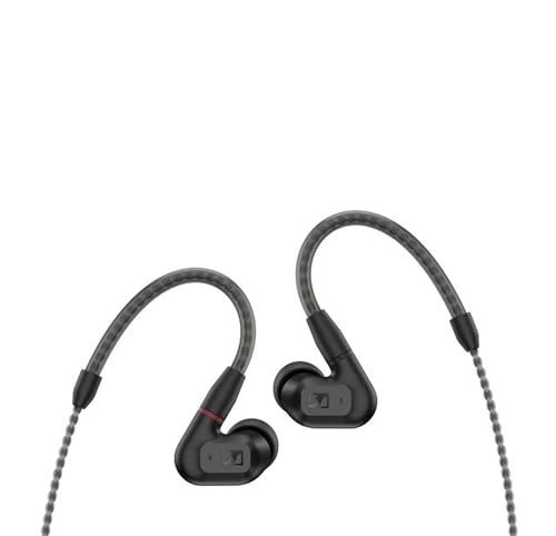 Sennheiser IE 200インチ インイヤーオーディオマニアヘッドホン - TrueResponse トランスデューサ ニュートラルサウンド インパクトのある低音 取り外し可能な編組ケーブル 柔軟なイヤーフック付き - ブラック