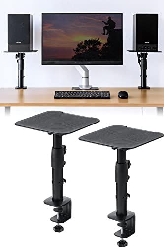 サンワダイレクト スピーカースタンド 卓上 クランプ 高さ29?40cm 角度調整可能 天板23×23cm 耐荷重10kg 100-SPSTN01