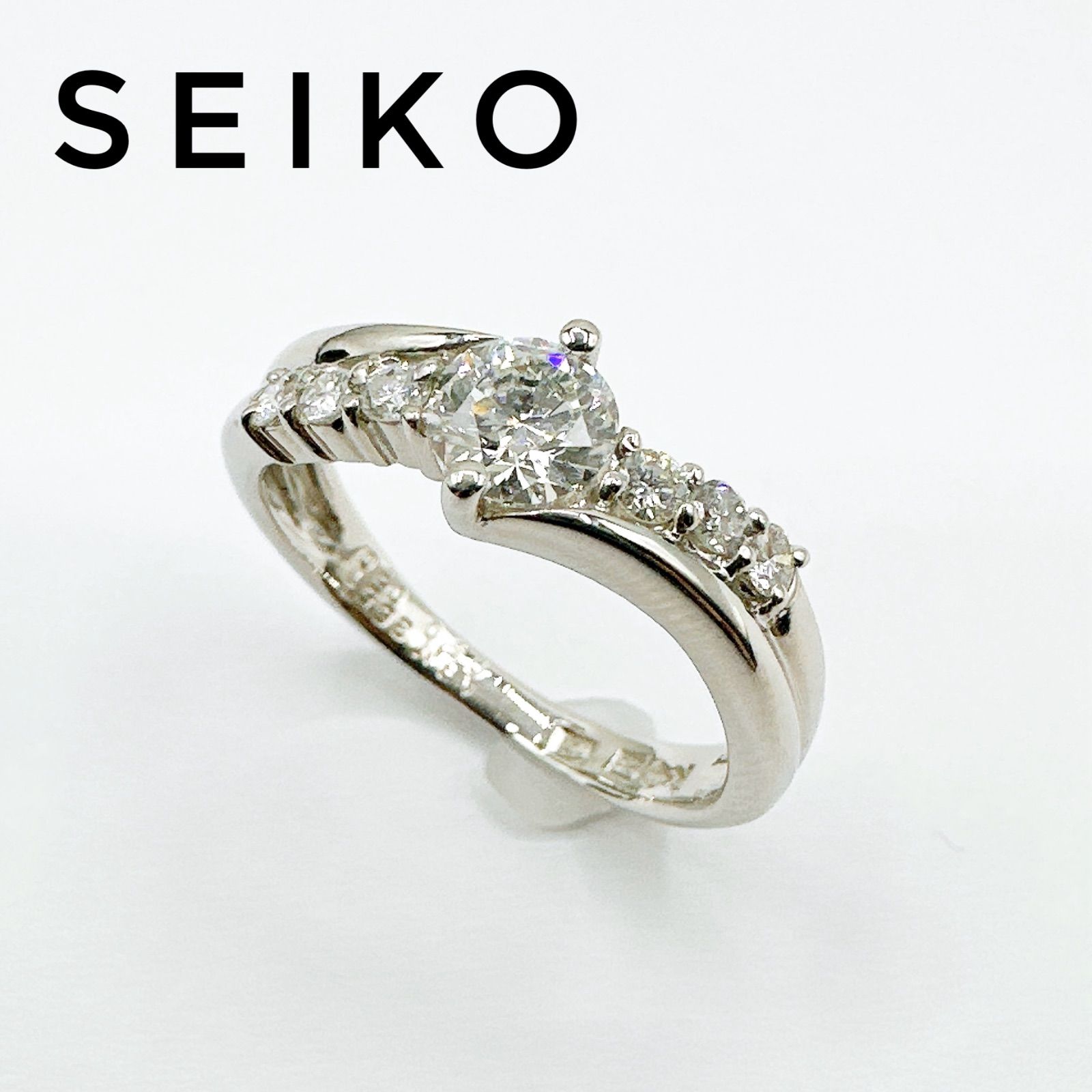 美品?SEIKO ダイヤモンド 0.5ct 0.2ct プラチナ リング 約12号 Y 