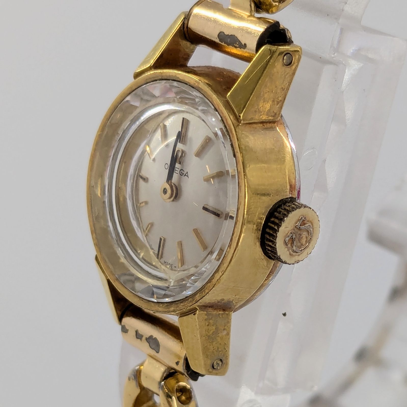 OMEGA オメガ レディース時計 手巻き カットガラス ゴールド 箱【QG-6 