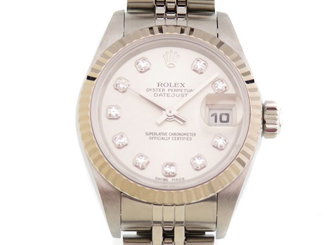 ROLEX ロレックス デイトジャスト 新10PD 79174G ステンレススチール/ホワイトゴールド　自動巻き　シルバー/10Pダイヤ文字盤 　レディース時計【中古】【207】2148103968211