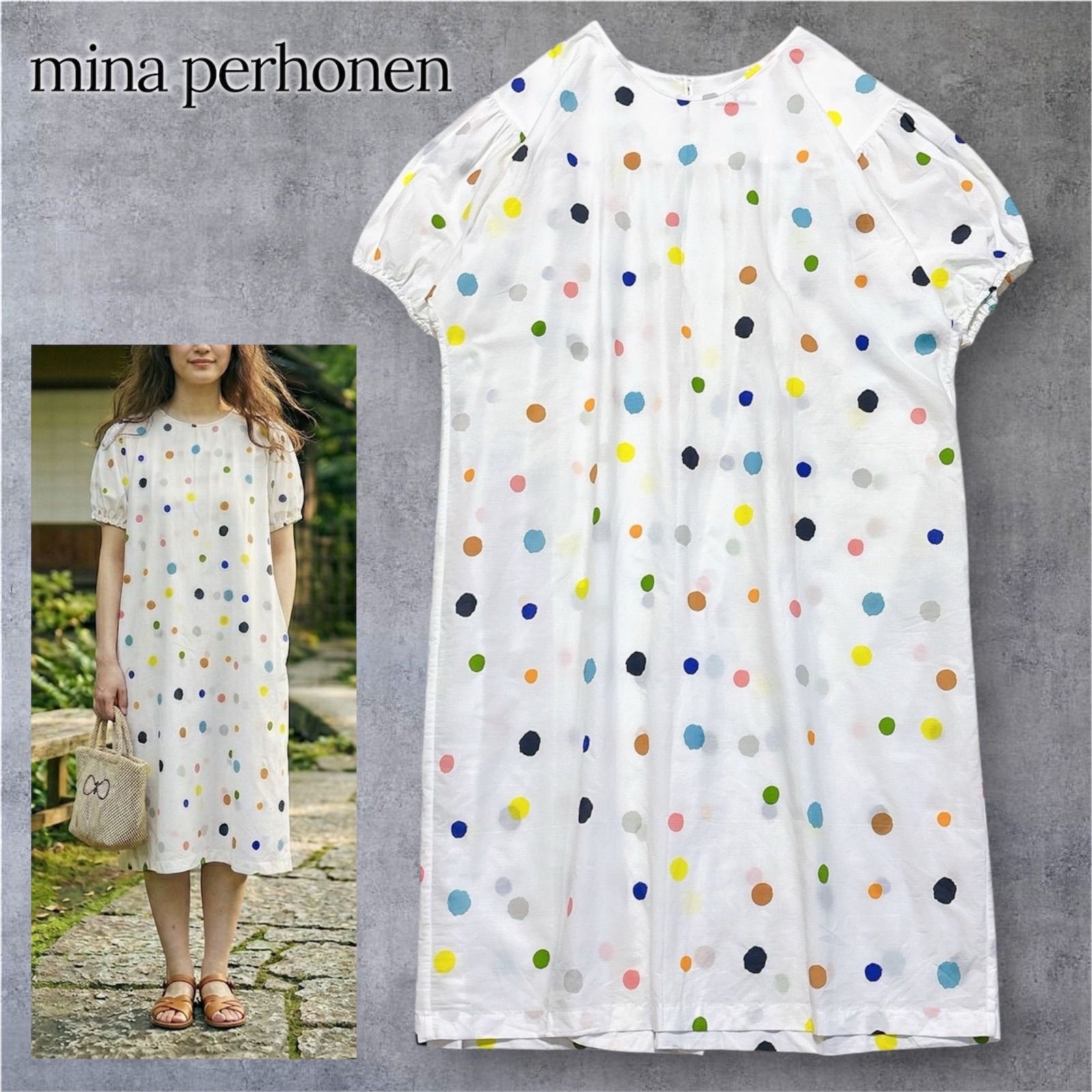 ミナペルホネン mina perhonen candy キャンディ ドット柄 水玉