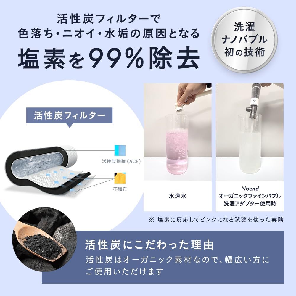 Noend オーガニックファインバブル洗濯機アダプター 交換用活性炭フィルター / 6本 0 Noend オーガニックファインバブル洗濯機アダプター 交換用活性炭フィルター / 6本 0