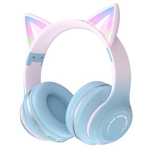 ヘッドフォン かわいい 猫耳 Bluetoothヘッドフォン 超長待機 LEDライトアップ ワイヤレス 軽量 通気性 柔らかい 折りたたみ サイズ調整可能 マイク付き 有線 無線 両用 iOS/Androidデバイス/スマートフォン/kindle/タブレット多