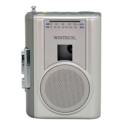 WINTECH【AM/FMラジオ付きテープレコーダー】PCT-02RM シルバー 外部マイク端子 Φ50mm大型スピーカー ラジオ録音 AC電源アダプターセット(付属) 単三乾電池×2本(別売)