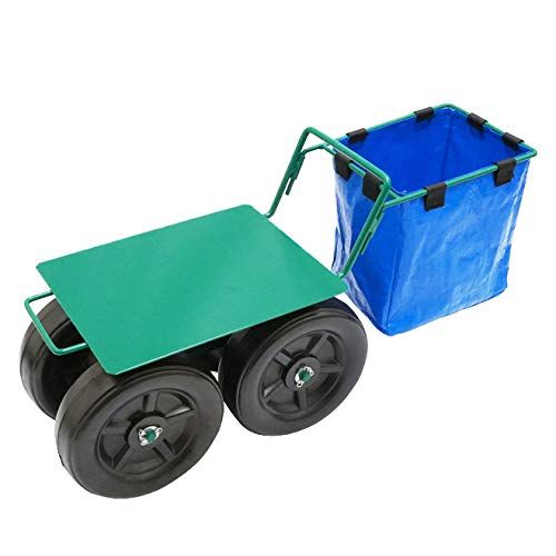 KIKAIYA 腰かけ台車 園芸用カート 道具袋付き 軽量 ガーデニングシート 移動 農作業用 作業イス 腰掛台車 腰掛椅子 フィールドカート FS-10