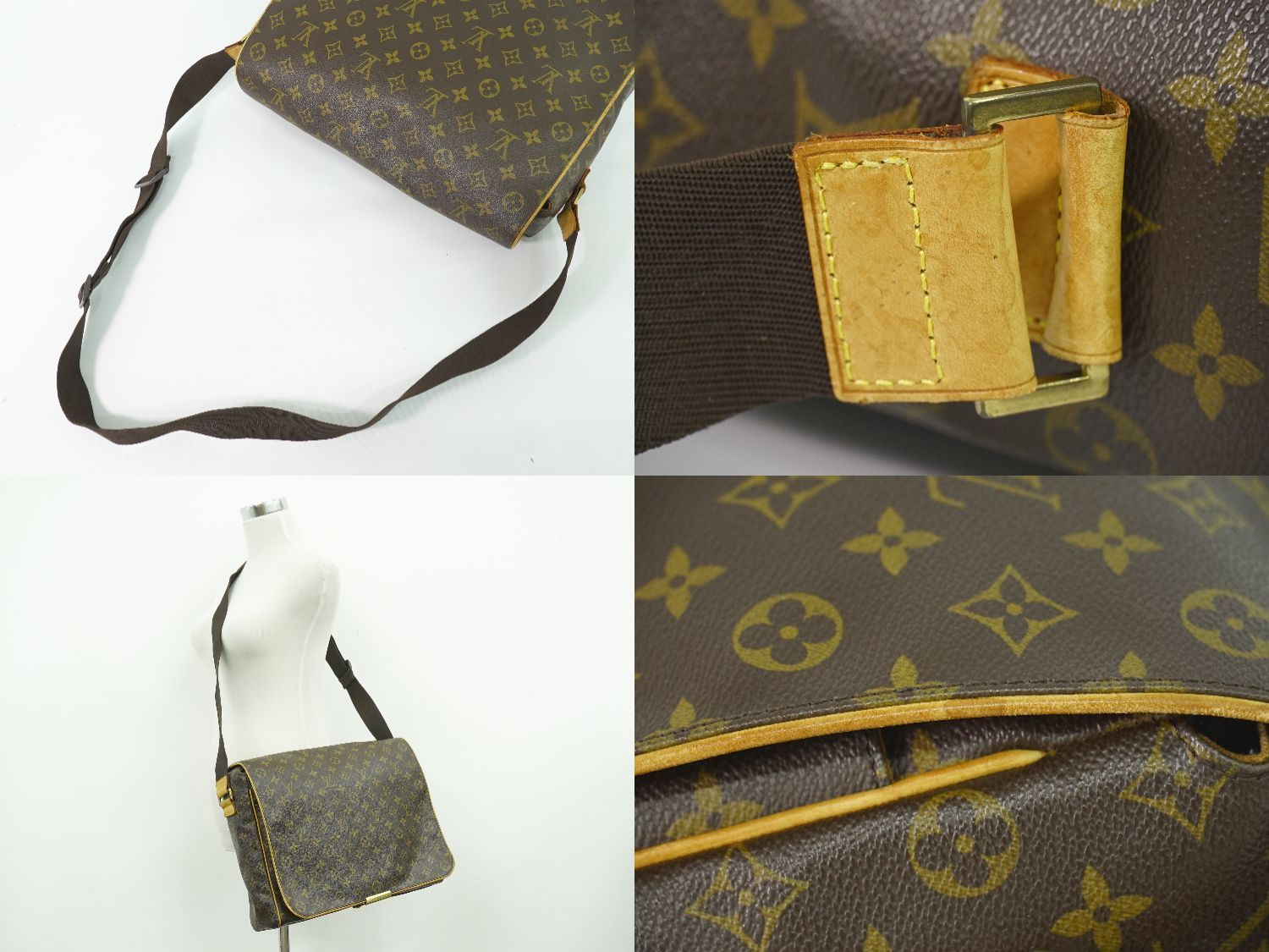 【やや使用感あり】 Louis Vuitton ルイ・ヴィトン モノグラム アベス メッセンジャーバッグ M45257 ブラウン　キャンバス　レザー 本物 ルイヴィトン LOUIS VUITTON LV アベス モノグラム ショルダー