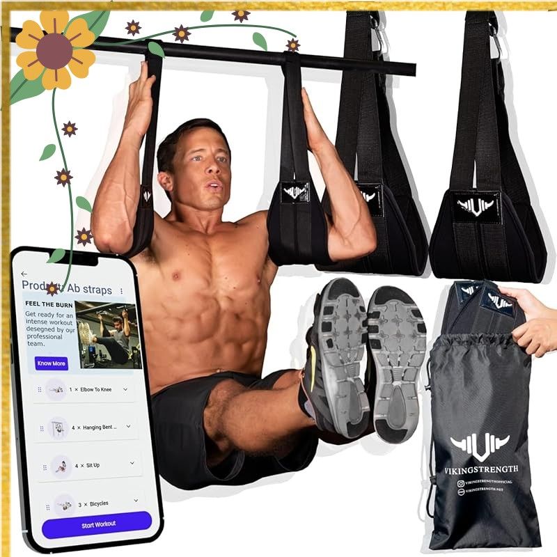 Vikingstrength アブストラップ 腹筋 トレーニング 器具 ぶら下がり ハンギングレッグレイズ V-Strengthトレーニングアプリ 0