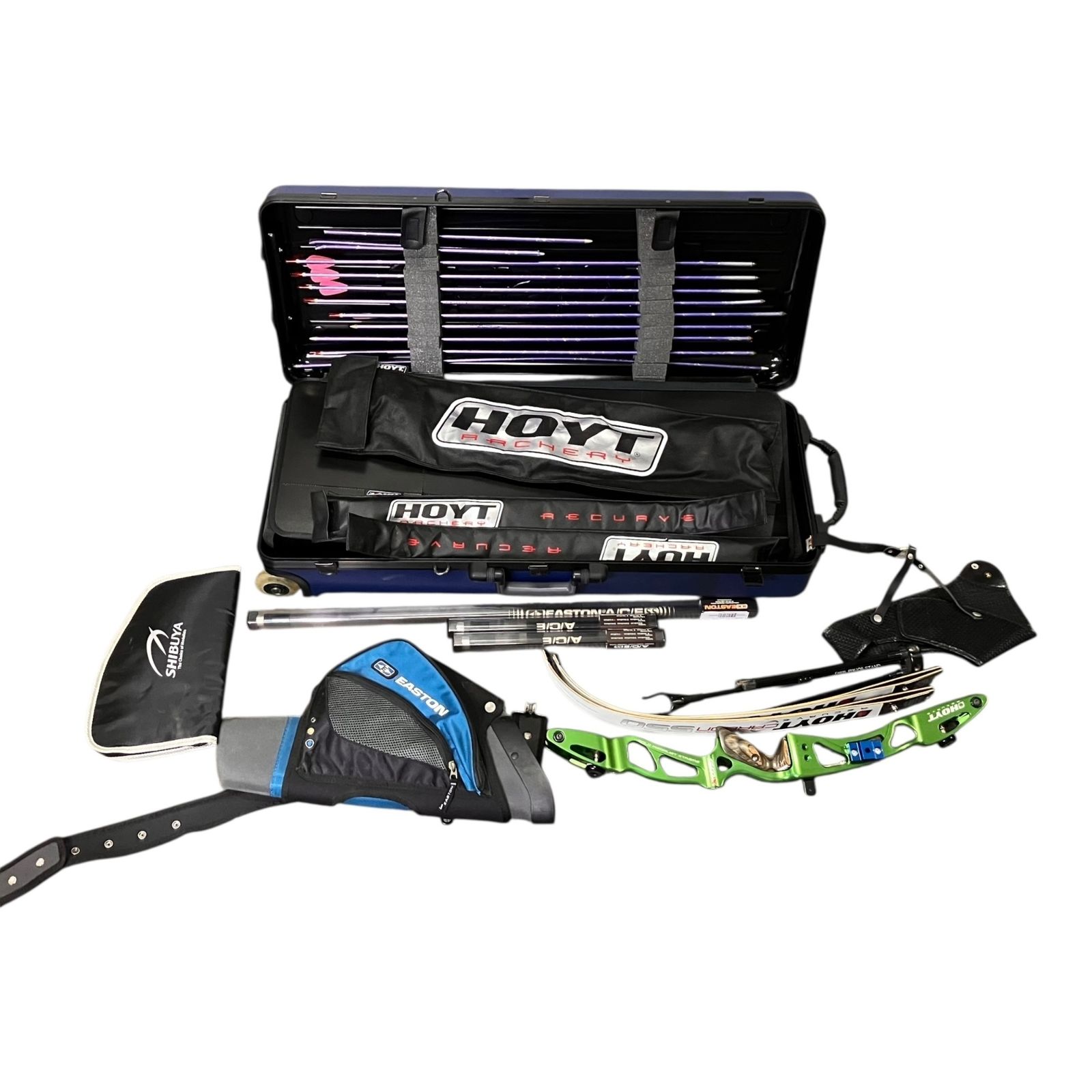 ■HOYT GMX リカーブボウセット Carbon 550 38lbs Medium 右射ち用 スタビライザー 矢 ケース付 アーチェリー一式 現状品2543284,2543284