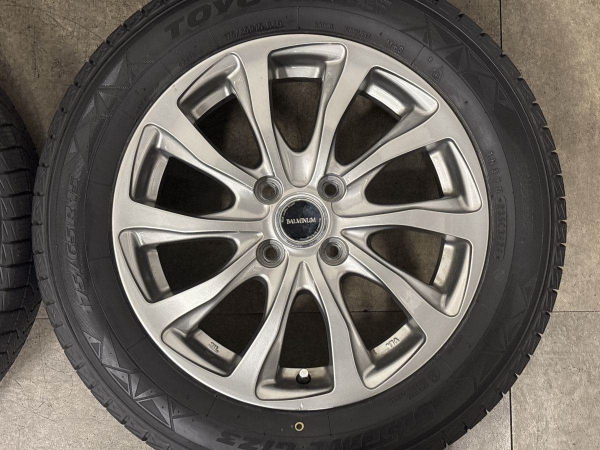【バリ溝】バルミナ 15in 5.5J +42 PCD100 トーヨー OBSERVE GIZ 175/65R15 アクア ヴィッツ フィット ノート スイフト デミオ 即納可能